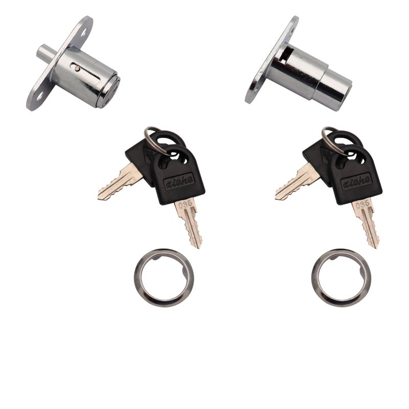 Sipery 2Pcs Push Plunger Lock Drawer Showcase Locks Compatible Desk Wardrobe Furniture Cabinet Locker Showcase with Keys (Different Lock Different Keys) - Image 2